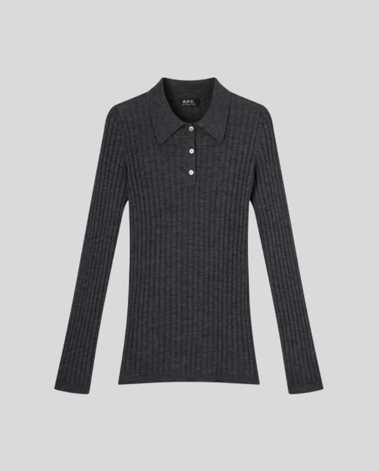A.P.C. Anthracite A Petites Cótes Polo - Image 4