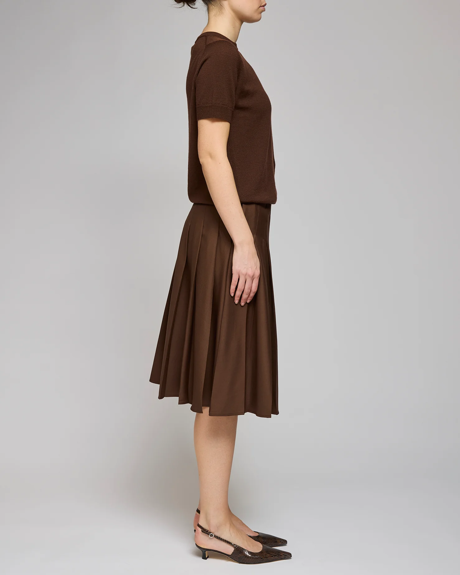 Af Agger Brown Wool Pleated Skirt - Image 3