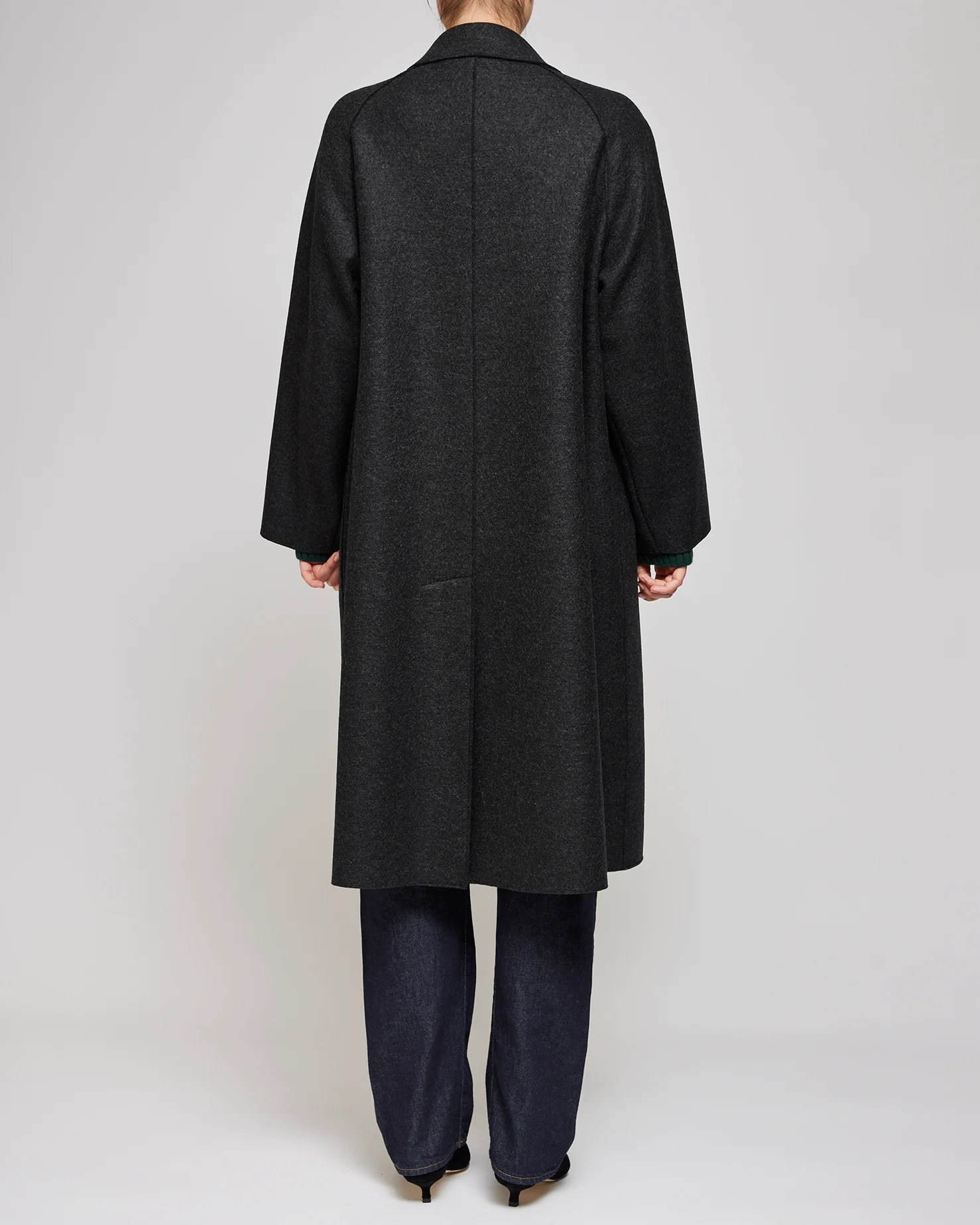 Harris Wharf London Anthracite Balmacaan Pressed Wool - Image 3