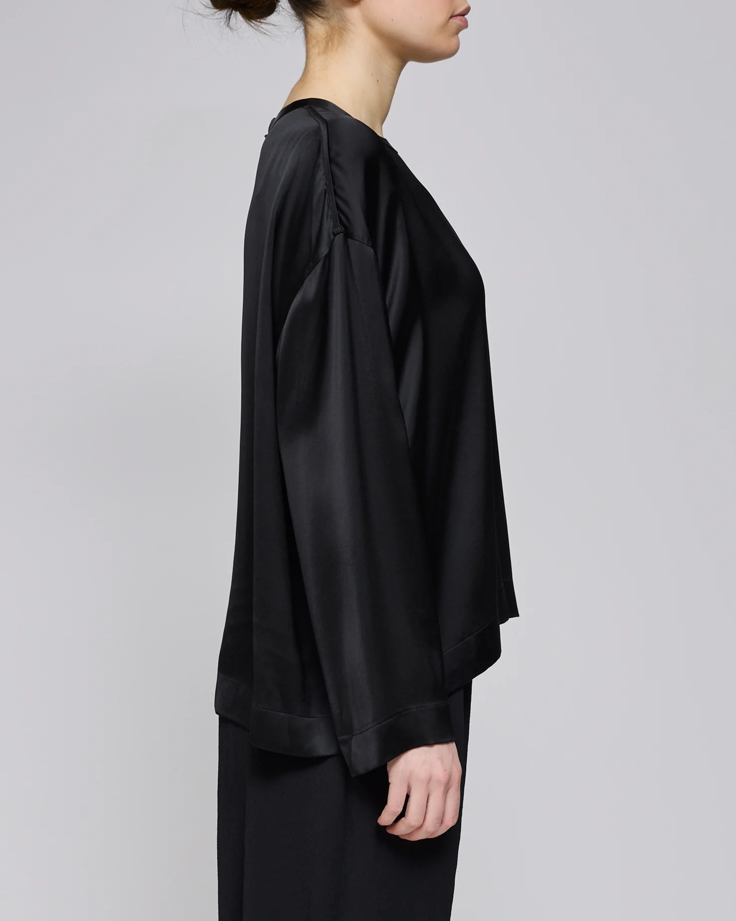 Toteme Black Boxy Satin Top - Image 3