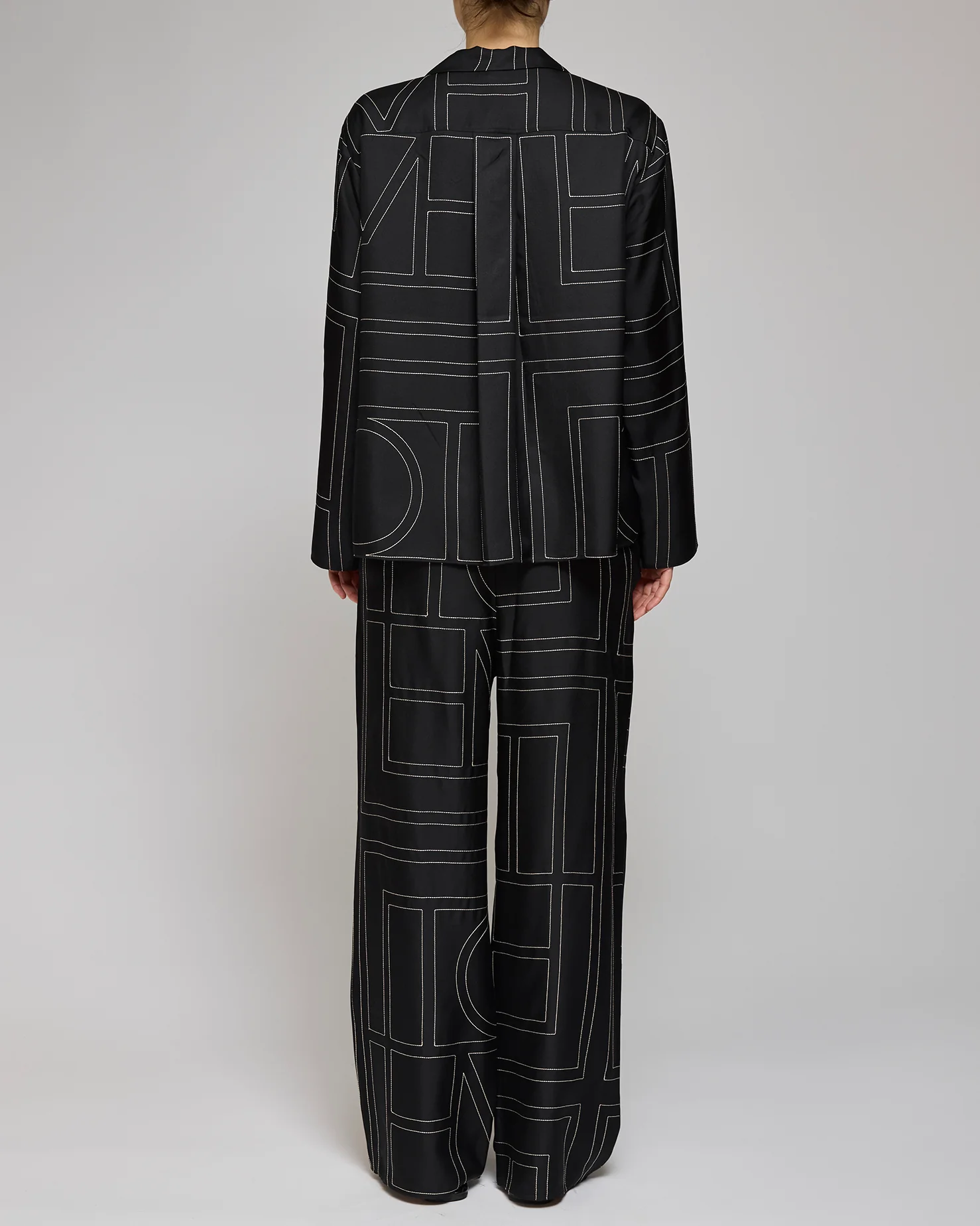 Toteme Black Monogram Silk PJ Pants - Image 3