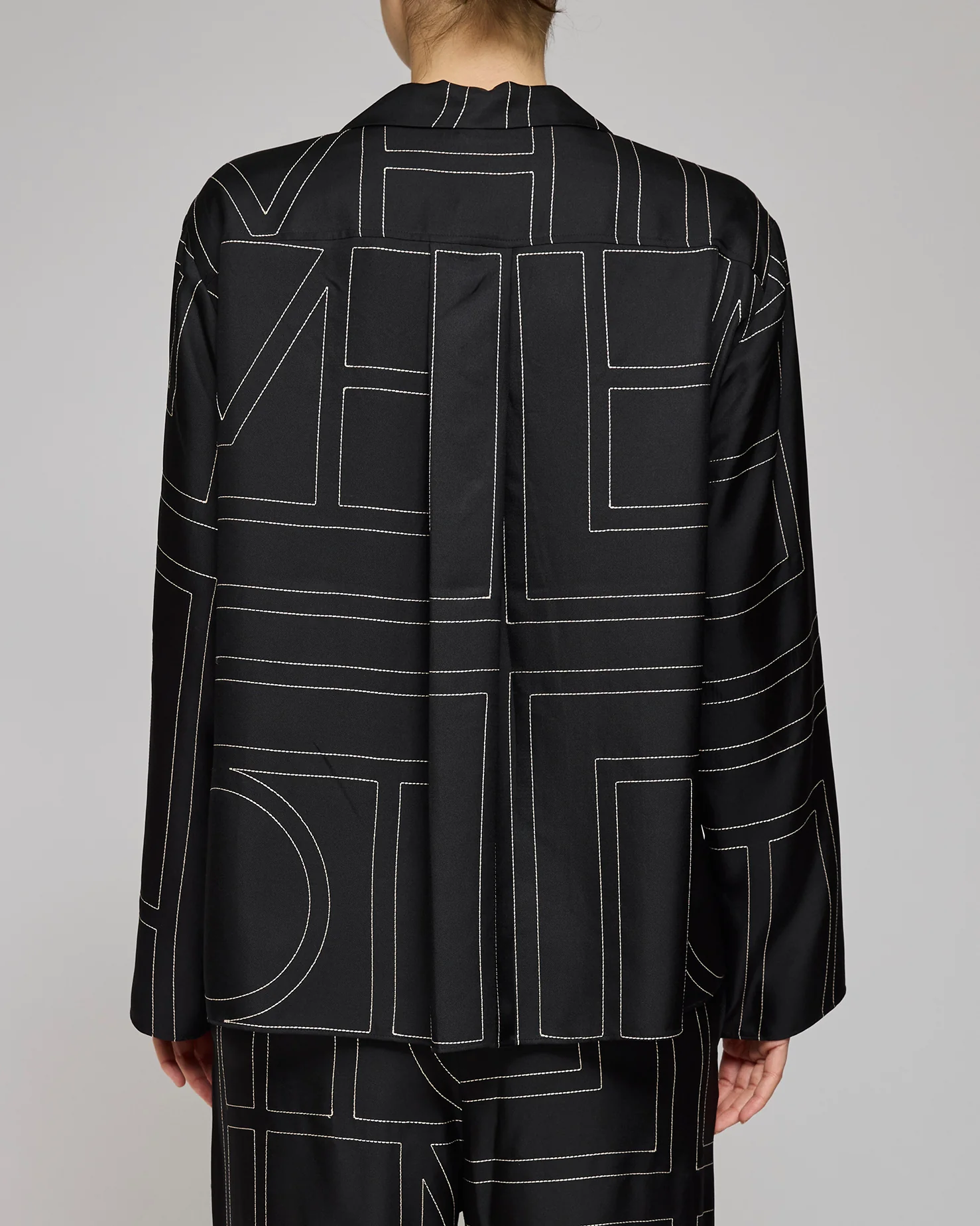 Toteme Black Silk Monogram PJ Top - Image 3