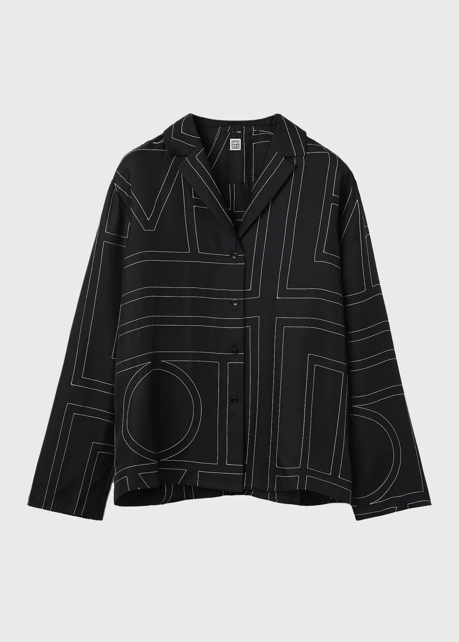 Toteme Black Silk Monogram PJ Top - Image 4