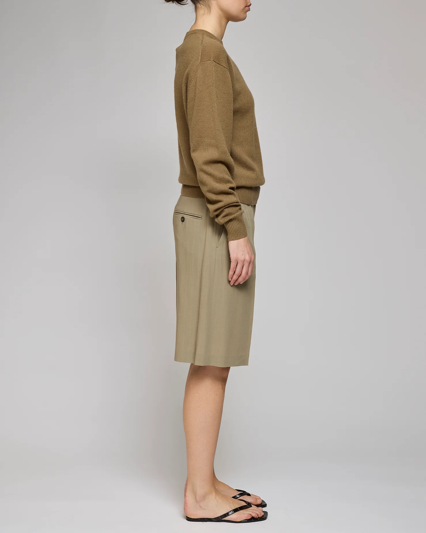 Toteme Taupe Wide Fluid Shorts - Image 2